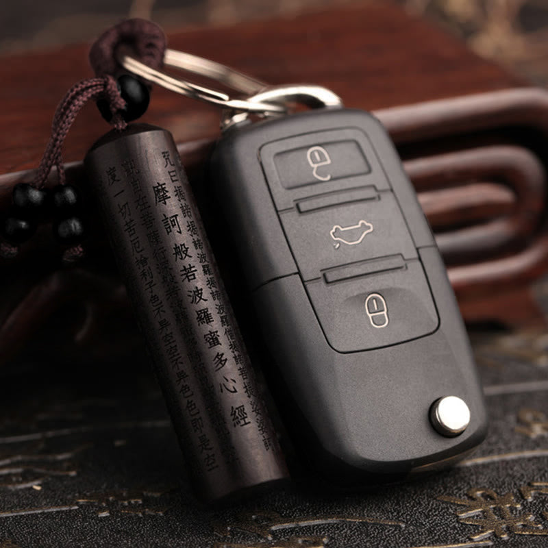 Wear FengShui Tibet Ebony Heart Sutra Peace Key Chain