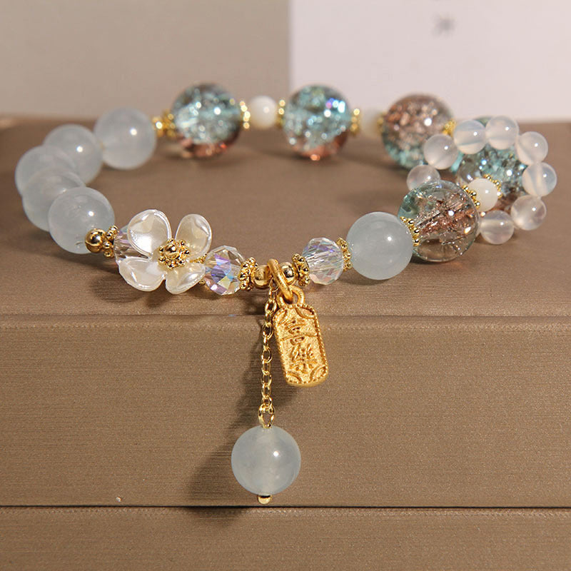 Wear FengShui "Wishing You Healing and Grace" Blue Chalcedony Bracelet Includes Gift Message Card