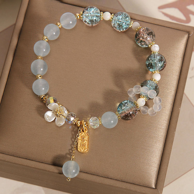 Wear FengShui "Wishing You Healing and Grace" Blue Chalcedony Bracelet Includes Gift Message Card