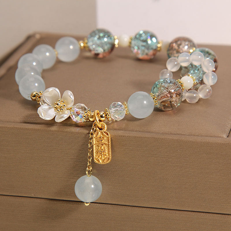 Wear FengShui "Wishing You Healing and Grace" Blue Chalcedony Bracelet Includes Gift Message Card