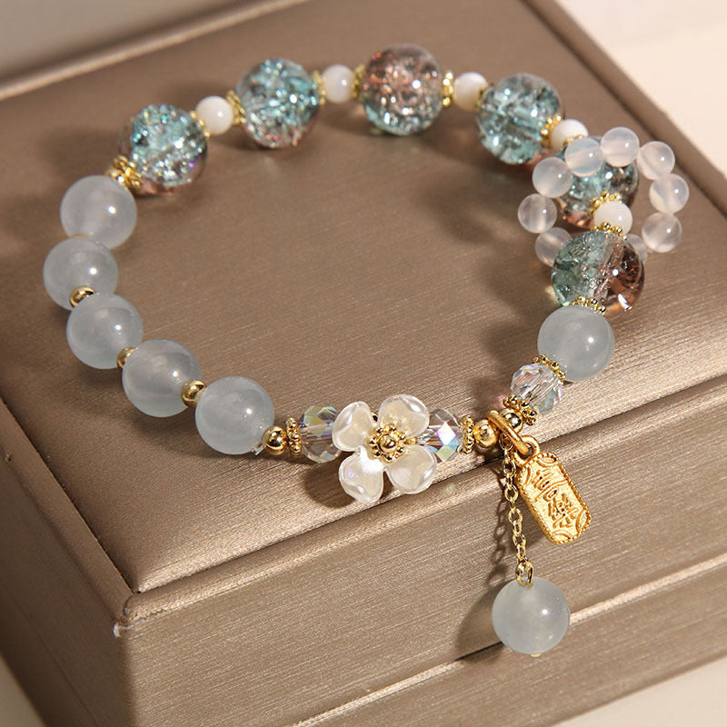 Wear FengShui "Wishing You Healing and Grace" Blue Chalcedony Bracelet Includes Gift Message Card
