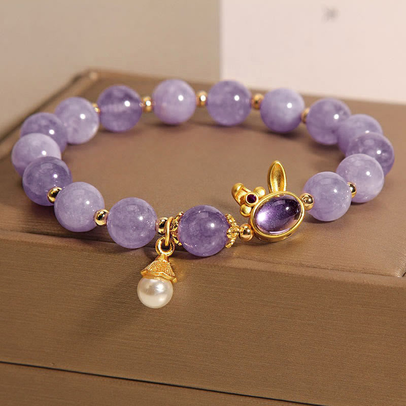 Wear FengShui Natural Purple Quartzite Rabbit Happiness Bracelet