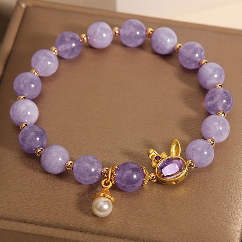 Wear FengShui Natural Purple Quartzite Rabbit Happiness Bracelet