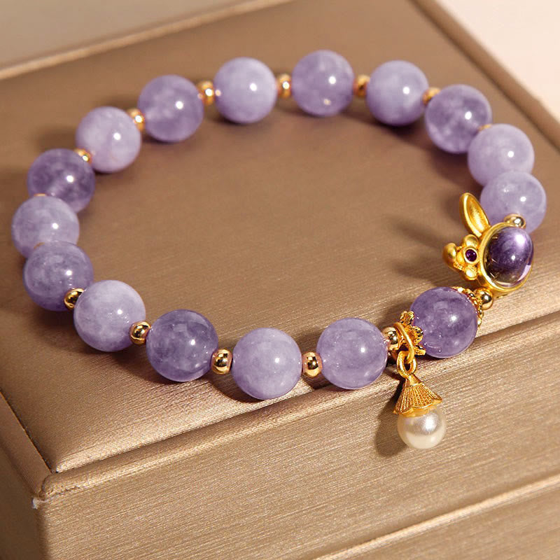 Wear FengShui Natural Purple Quartzite Rabbit Happiness Bracelet