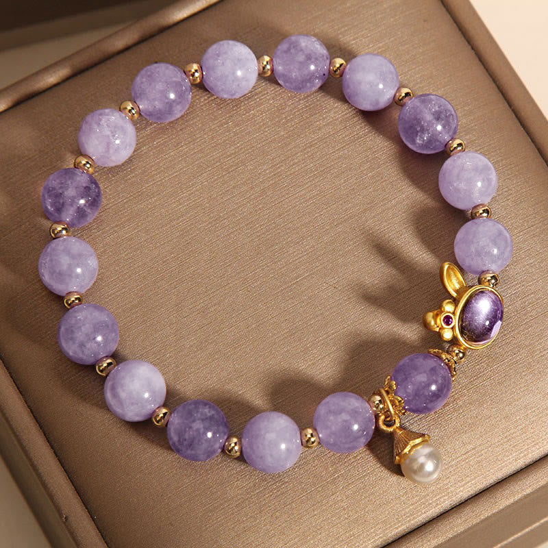 Wear FengShui Natural Purple Quartzite Rabbit Happiness Bracelet
