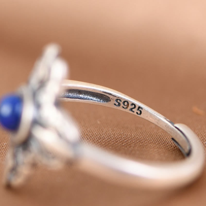 Wear FengShui Tibet 925 Sterling Silver Natural Lazurite Positive Adjustable Ring