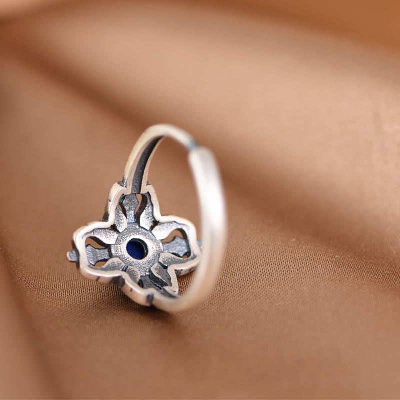 Wear FengShui Tibet 925 Sterling Silver Natural Lazurite Positive Adjustable Ring