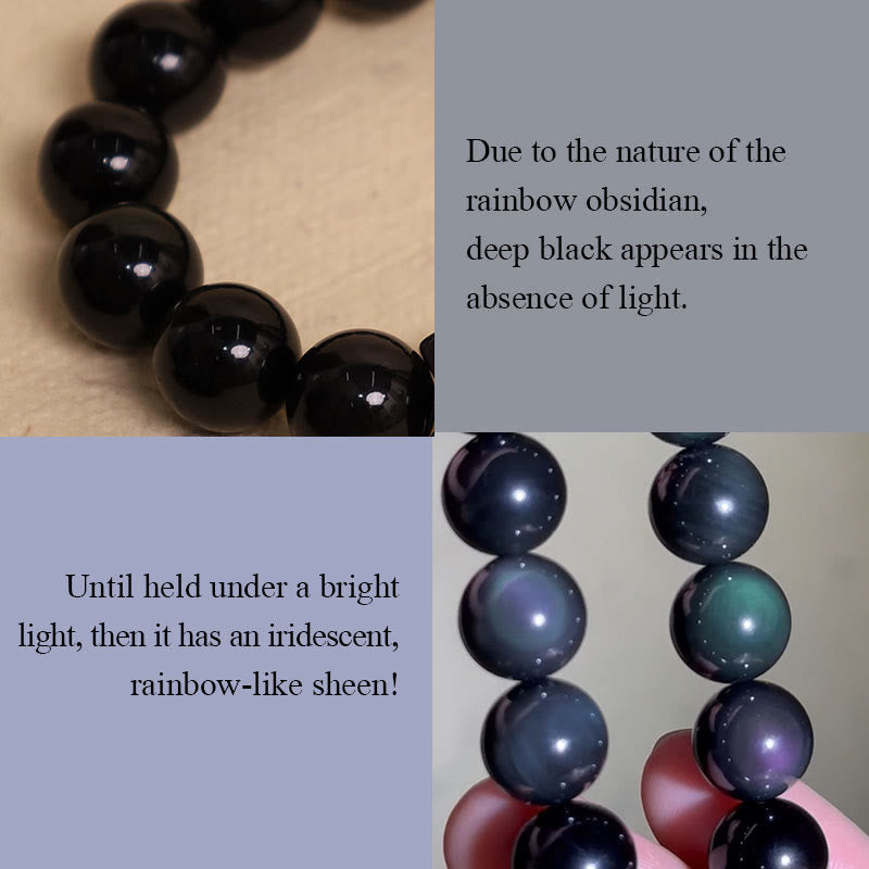 Wear FengShui Natural Rainbow Obsidian Gold Sheen Obsidian Nine Tailed Fox Positive Necklace Pendant