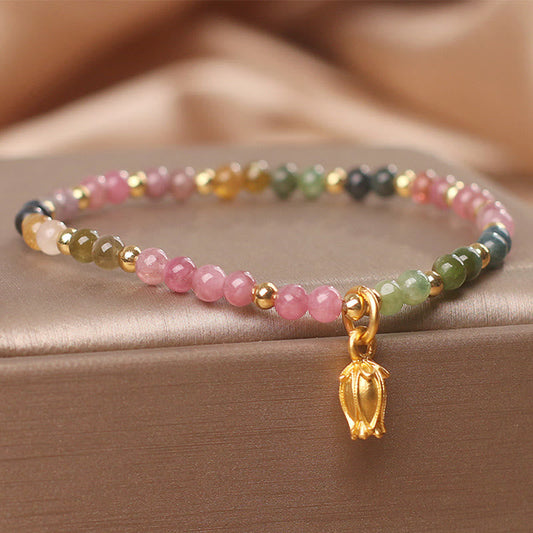 Wear FengShui Colorful Tourmaline Flowers Positive Bracelet