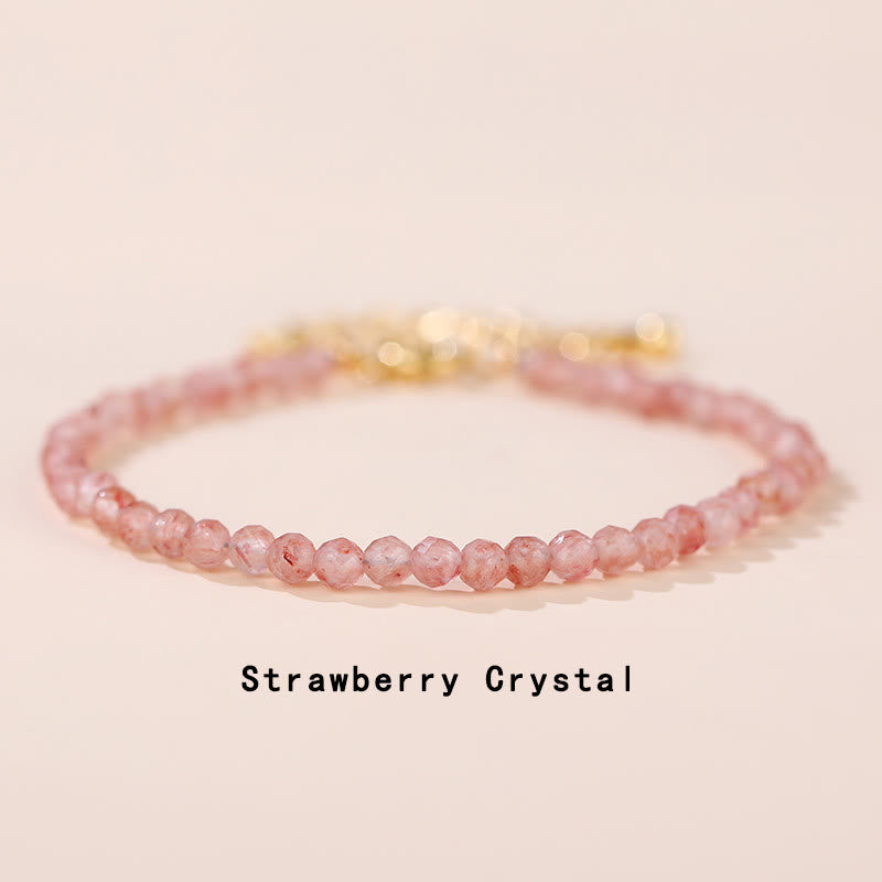 Wear FengShui Strawberry Quartz Prehnite Peridot Lazurite Pink Crystal Tourmaline Healing Chain Bracelet