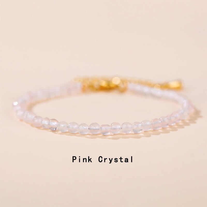 Wear FengShui Strawberry Quartz Prehnite Peridot Lazurite Pink Crystal Tourmaline Healing Chain Bracelet