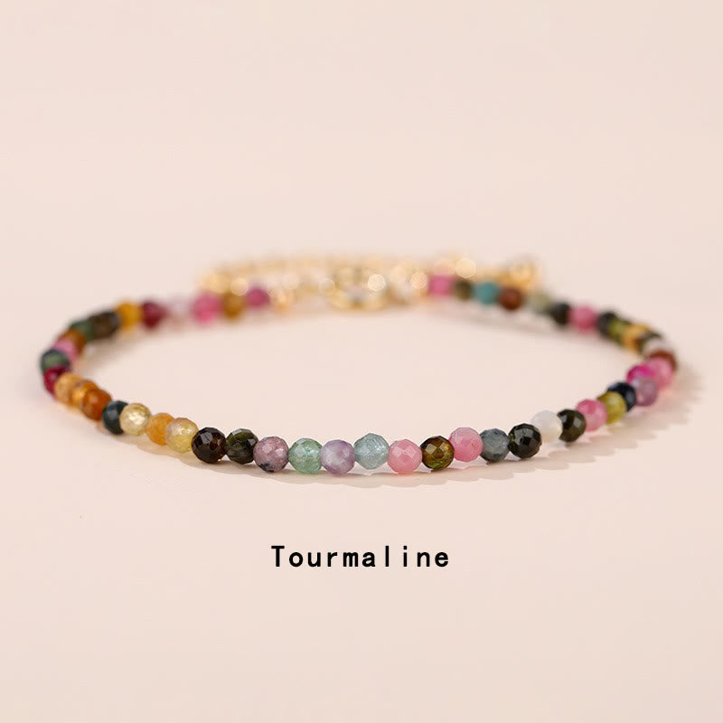 Wear FengShui Strawberry Quartz Prehnite Peridot Lazurite Pink Crystal Tourmaline Healing Chain Bracelet