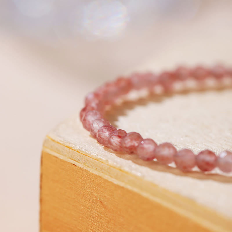 Wear FengShui Strawberry Quartz Prehnite Peridot Lazurite Pink Crystal Tourmaline Healing Chain Bracelet