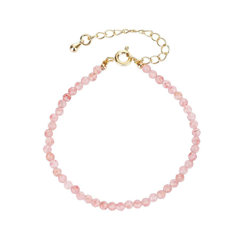 Wear FengShui Strawberry Quartz Prehnite Peridot Lazurite Pink Crystal Tourmaline Healing Chain Bracelet