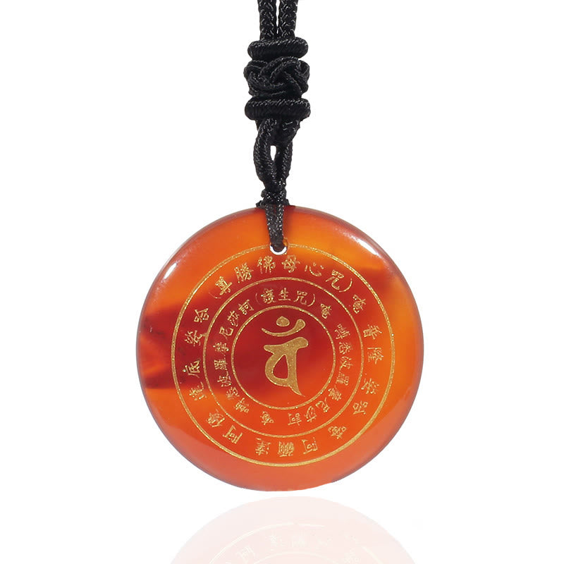 Wear FengShui Vairocana Tathagata Sanskrit Mantra Various Crystal Black Obsidian Green Aventurine Strength Necklace Pendant