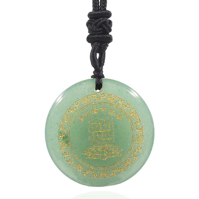 Wear FengShui Swastika Lotus Pattern Natural Various Crystal Black Obsidian Purification Necklace Pendant