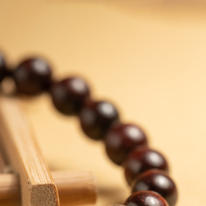 Wear FengShui Small Leaf Red Sandalwood White Crystal Protection Bracelet