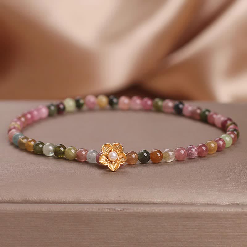 Wear FengShui Colorful Tourmaline Flowers Positive Bracelet