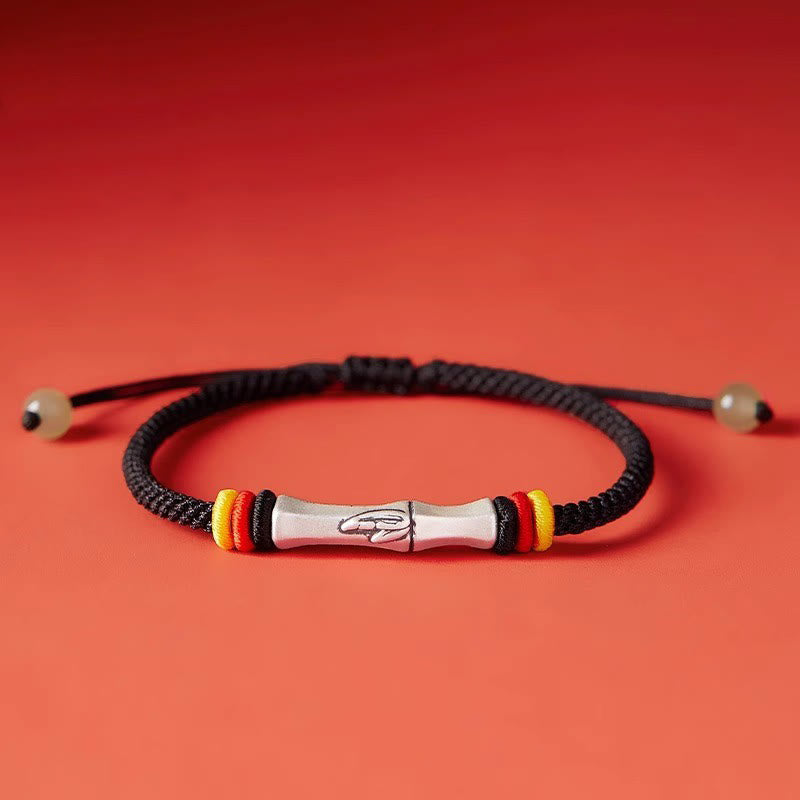 Wear FengShui 999 Sterling Silver Red String Bamboo Enlightenment Bracelet