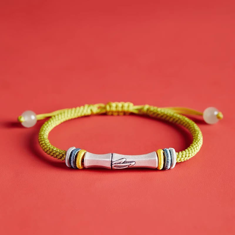 Wear FengShui 999 Sterling Silver Red String Bamboo Enlightenment Bracelet