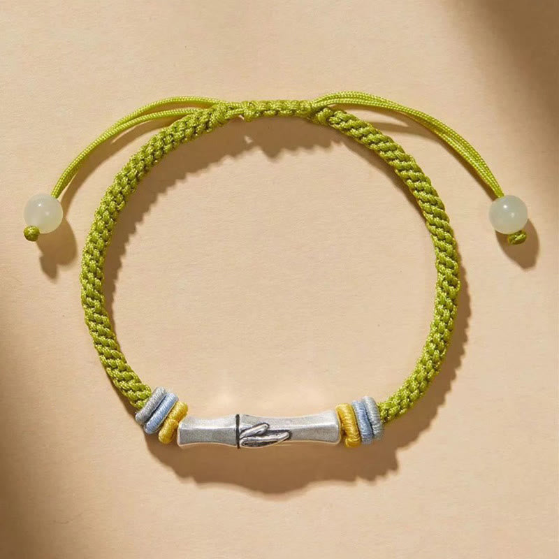 Wear FengShui 999 Sterling Silver Red String Bamboo Enlightenment Bracelet