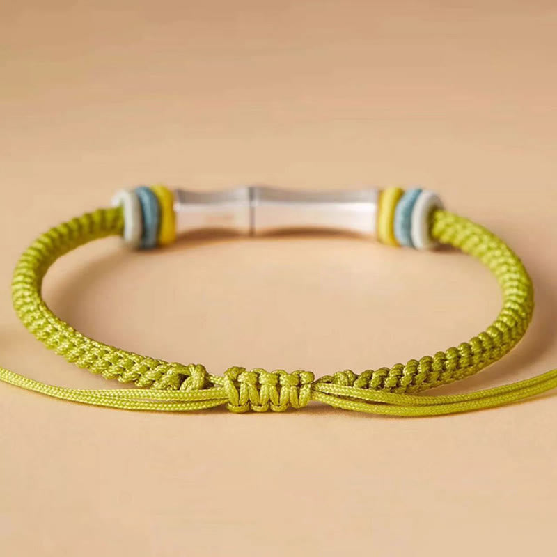 Wear FengShui 999 Sterling Silver Red String Bamboo Enlightenment Bracelet