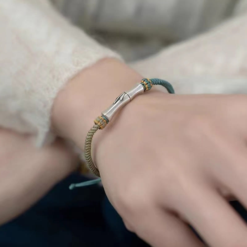 Wear FengShui 925 Sterling Silver Bamboo Protection Braided Bracelet