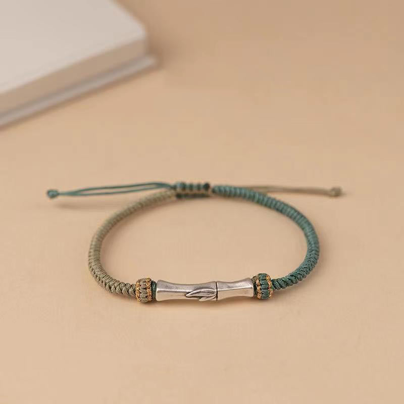 Wear FengShui 925 Sterling Silver Bamboo Protection Braided Bracelet
