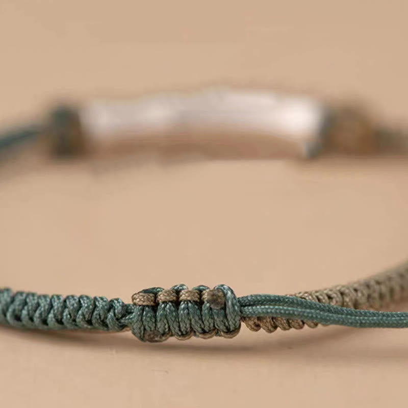 Wear FengShui 925 Sterling Silver Bamboo Protection Braided Bracelet