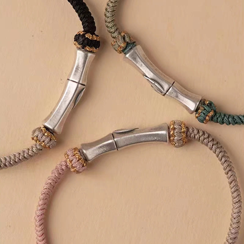 Wear FengShui 925 Sterling Silver Bamboo Protection Braided Bracelet