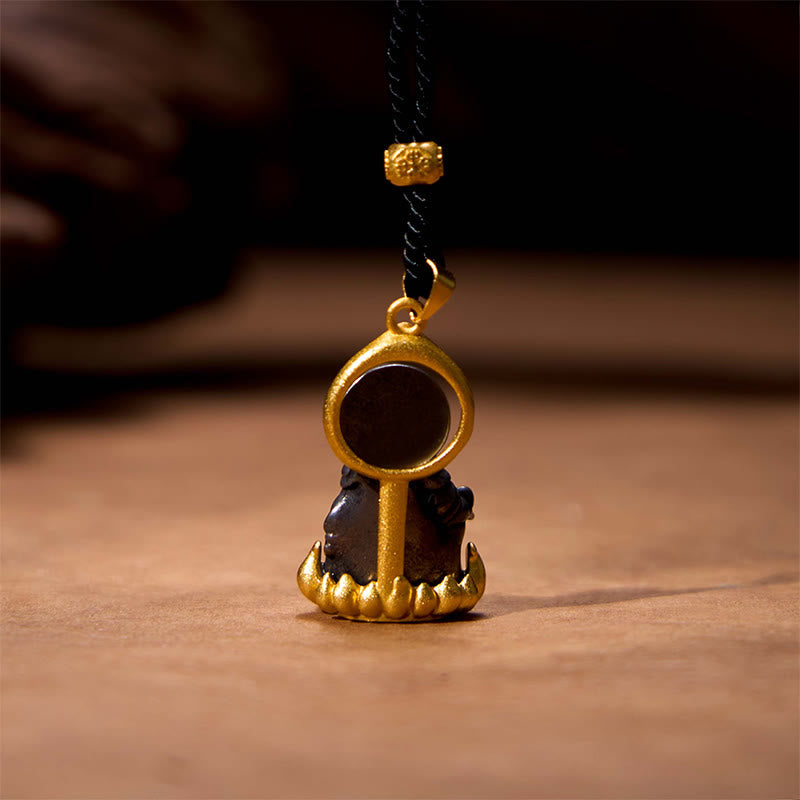 Wear FengShui Tibetan Yellow Jambhala Yellow God of Wealth Buddha Serenity Necklace Pendant