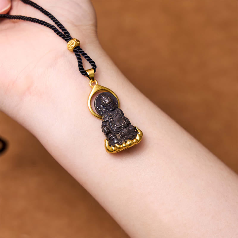 Wear FengShui Tibetan Yellow Jambhala Yellow God of Wealth Buddha Serenity Necklace Pendant