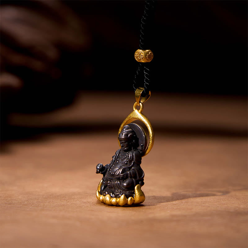 Wear FengShui Tibetan Yellow Jambhala Yellow God of Wealth Buddha Serenity Necklace Pendant