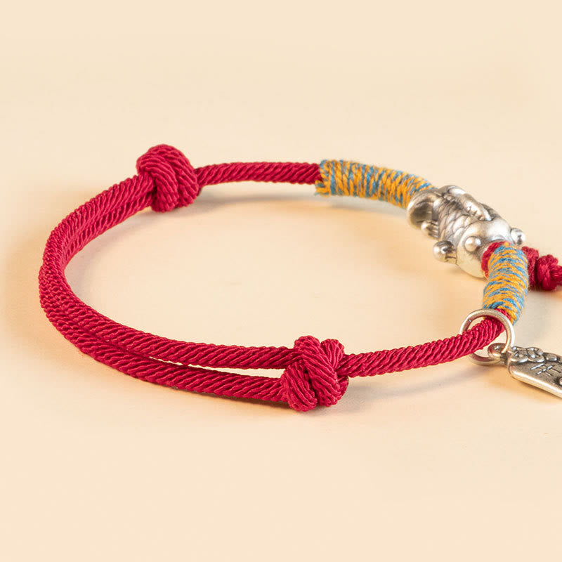 Wear FengShui 999 Sterling Silver Red String Lucky Koi Fish Protection Bracelet