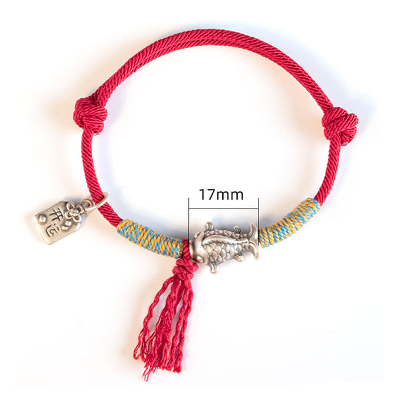 Wear FengShui 999 Sterling Silver Red String Lucky Koi Fish Protection Bracelet