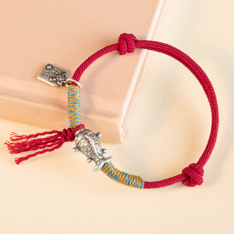 Wear FengShui 999 Sterling Silver Red String Lucky Koi Fish Protection Bracelet
