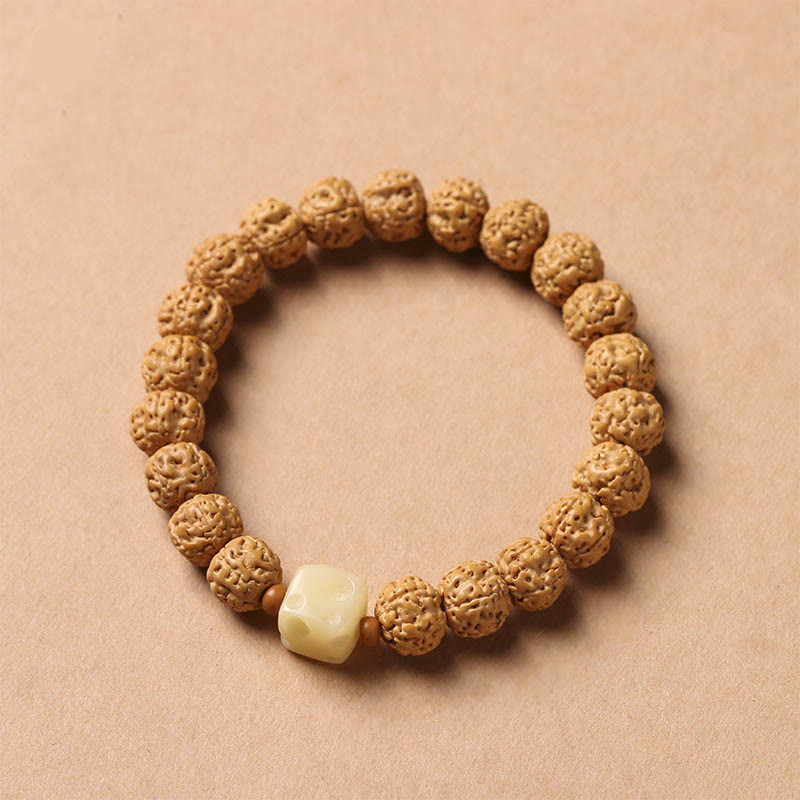 Wear FengShui Bodhi Seed Three-eyed Dzi Bead Buddha Hand Charm Wealth Bracelet
