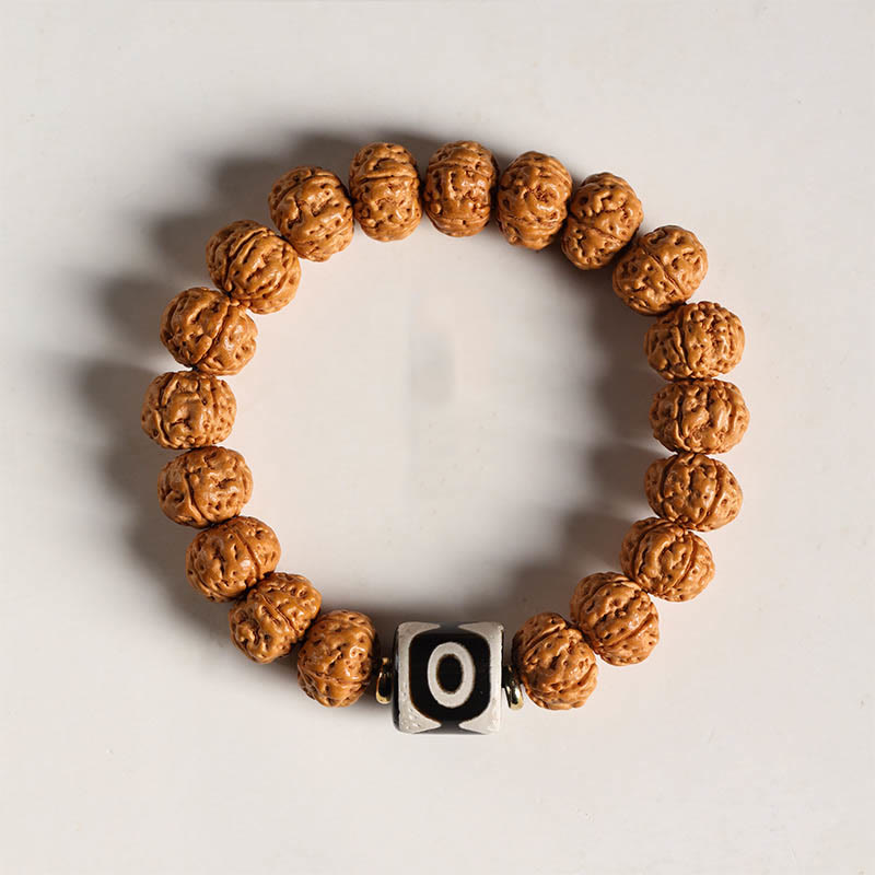 Wear FengShui Bodhi Seed Three-eyed Dzi Bead Buddha Hand Charm Wealth Bracelet