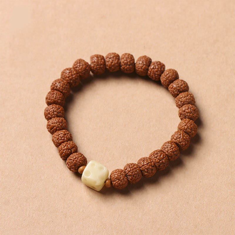 Wear FengShui Bodhi Seed Three-eyed Dzi Bead Buddha Hand Charm Wealth Bracelet