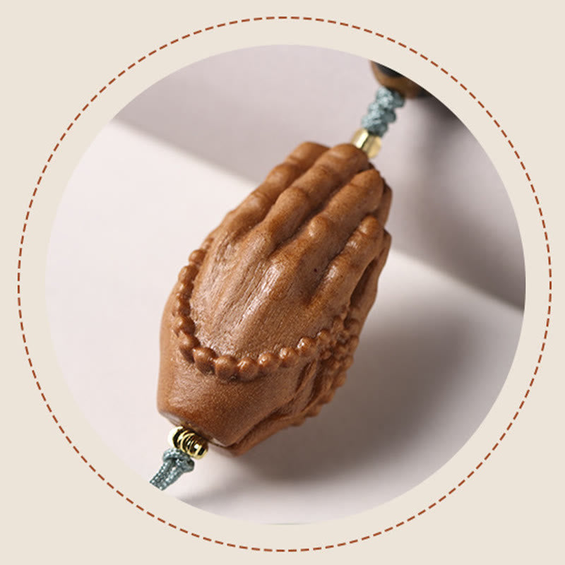 Wear FengShui Bodhi Seed Three-eyed Dzi Bead Buddha Hand Charm Wealth Bracelet