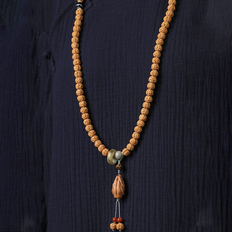 Wear FengShui Bodhi Seed Three-eyed Dzi Bead Buddha Hand Charm Wealth Bracelet