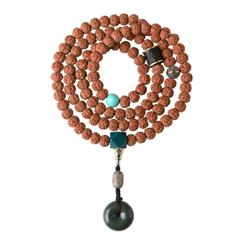 Wear FengShui Bodhi Seed Three-eyed Dzi Bead Buddha Hand Charm Wealth Bracelet