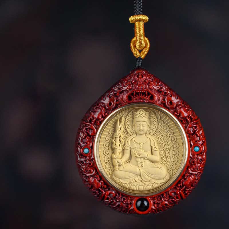 Wear FengShui Chinese Zodiac Natal Buddha Small Leaf Red Sandalwood Ebony Longevity Necklace Pendant