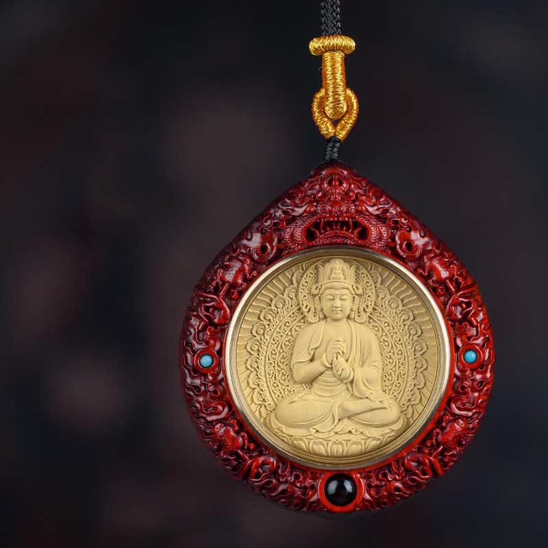 Wear FengShui Chinese Zodiac Natal Buddha Small Leaf Red Sandalwood Ebony Longevity Necklace Pendant