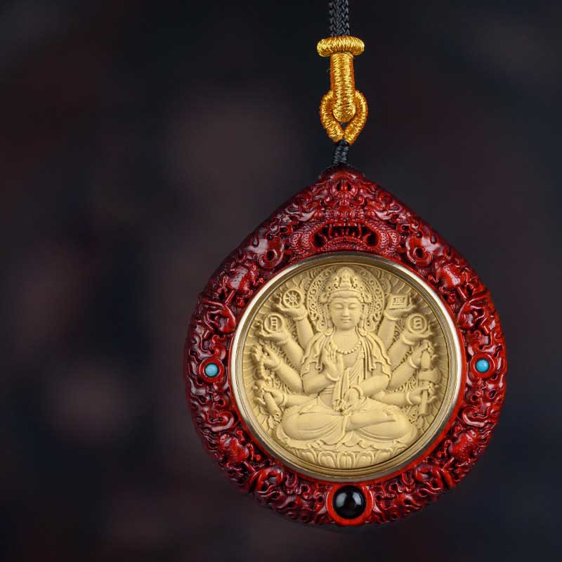 Wear FengShui Chinese Zodiac Natal Buddha Small Leaf Red Sandalwood Ebony Longevity Necklace Pendant