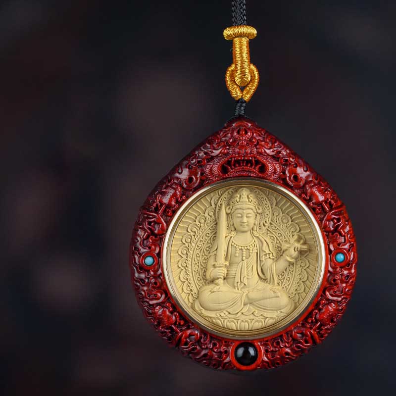 Wear FengShui Chinese Zodiac Natal Buddha Small Leaf Red Sandalwood Ebony Longevity Necklace Pendant