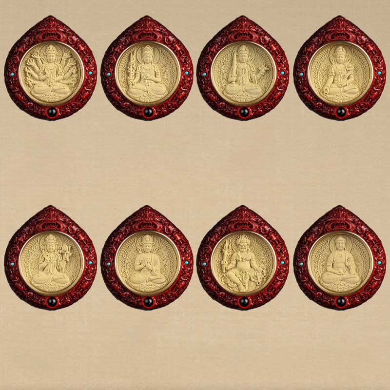Wear FengShui Chinese Zodiac Natal Buddha Small Leaf Red Sandalwood Ebony Longevity Necklace Pendant