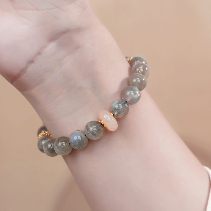 Wear FengShui Natural Moonstone Gray Agate Healing Change Bracelet