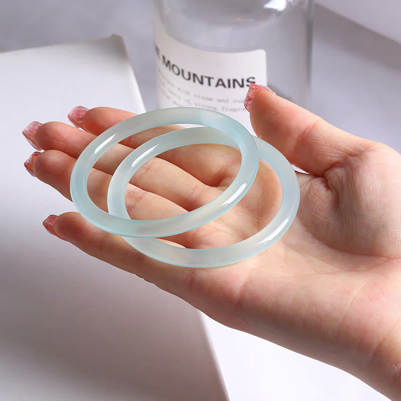 Wear FengShui Blue Chalcedony Emotional Balance Energy Bracelet Bangle