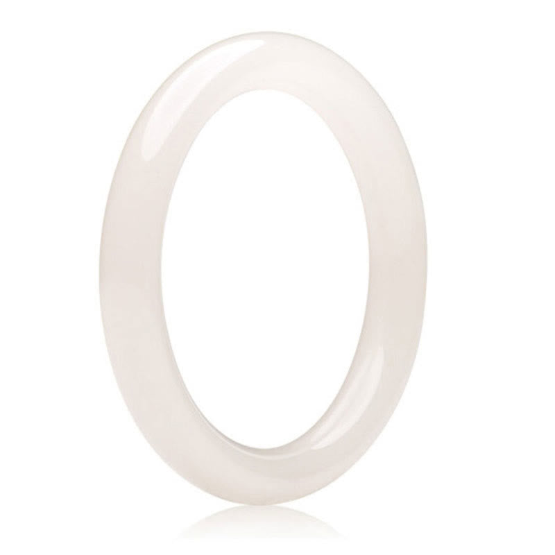 Wear FengShui Natural White Green Jade Luck Prosperity Bracelet Bangle